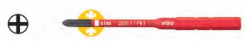 威漢雙組分軟柄電工絕緣細桿十字互換式起子頭34584